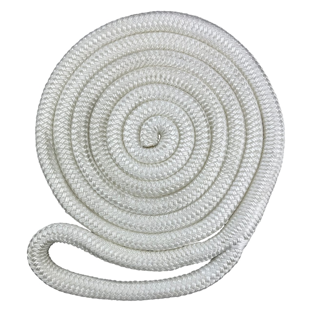 1" x 16 FT Nylon Double Braid White - 12" Eye One End