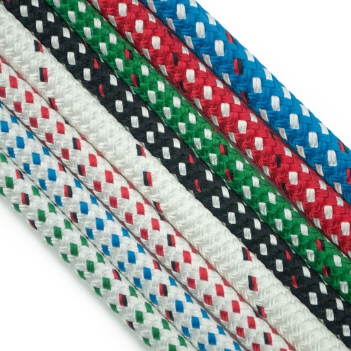 [SHORT707] SHORT - 6mm x 34' Endura Braid White w/ Red Tracer